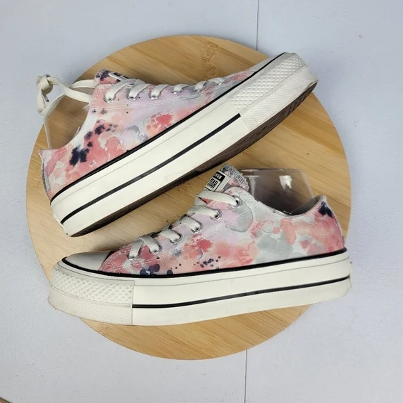 Womens Sz‎ 8.5 Pink & White Converse CTAS Lift Ox Platform Sneakers